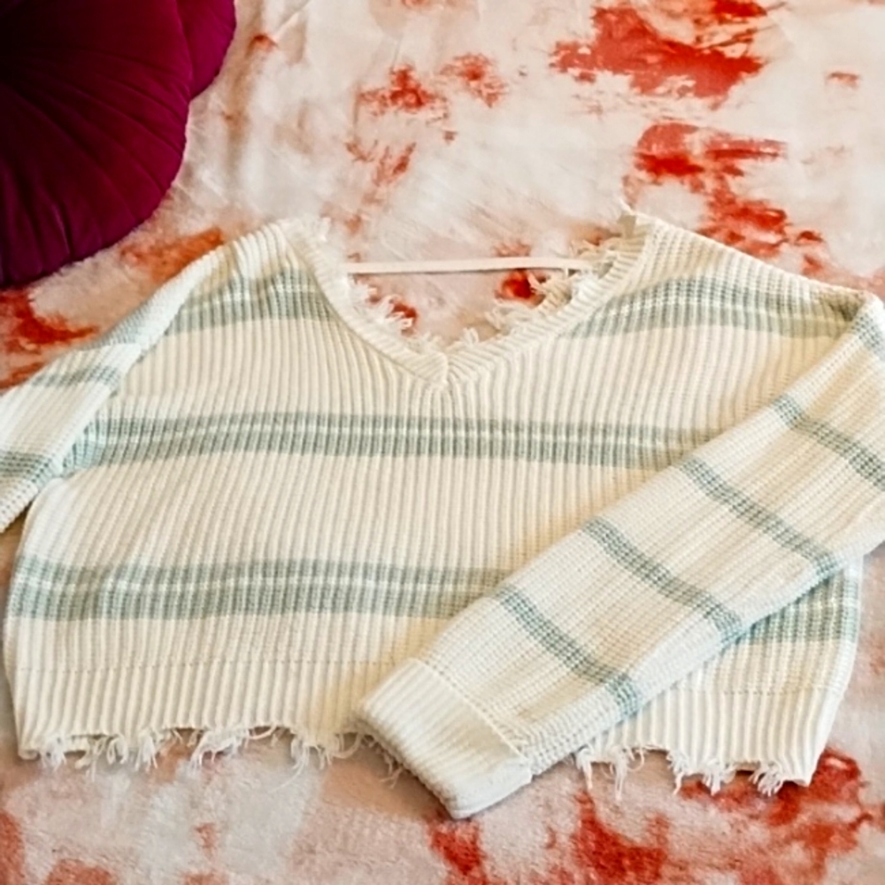 Cloud Chaser Cropped Distressed Sweater
